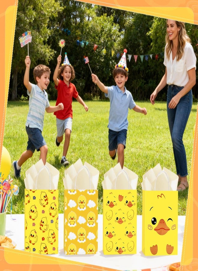 Pinsit 24 PCS Yellow Duck Gift Bag, Duck Party Favors Bags with Handles Tissue Papers, Reusable Paper Yellow Duck Birthday Gift Bag for Baby Shower Birthday Decorations Party Favors Supplies - Image 5